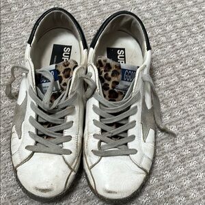 Golden Goose White and Gray Low-Top Sneakers